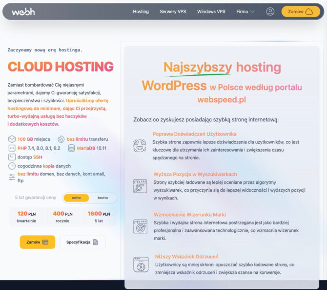 Cloud hosting Webh