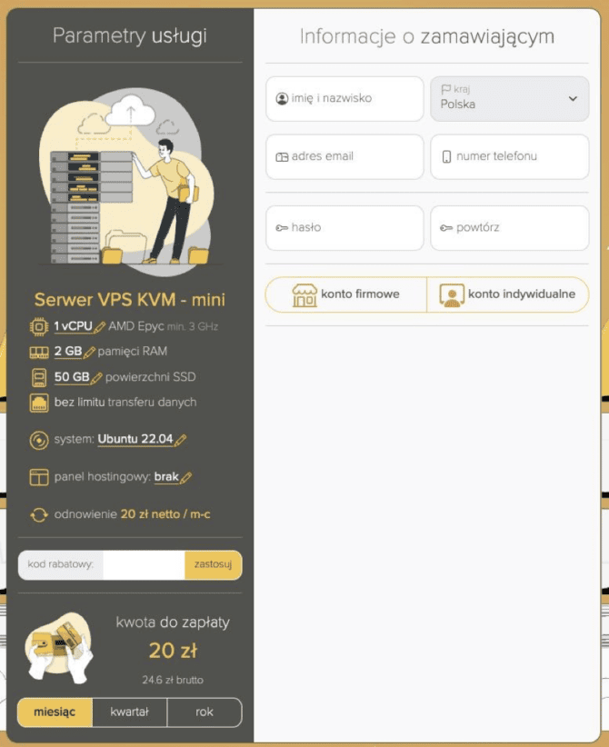 Serwer VPS KVM mini - ceny w Webh