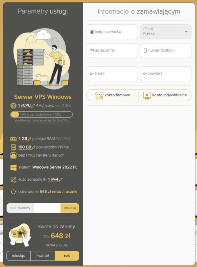 Serwer VPS Windows w Webh